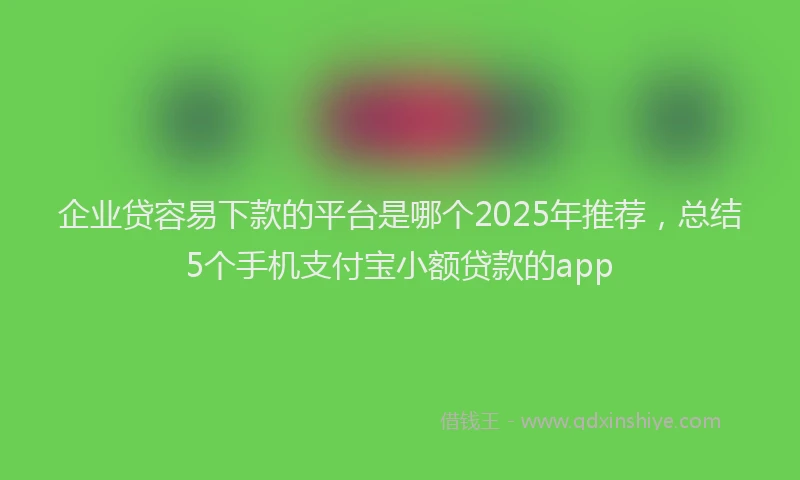 企业贷容易下款的平台是哪个2025年推荐，总结5个手机支付宝小额贷款的app