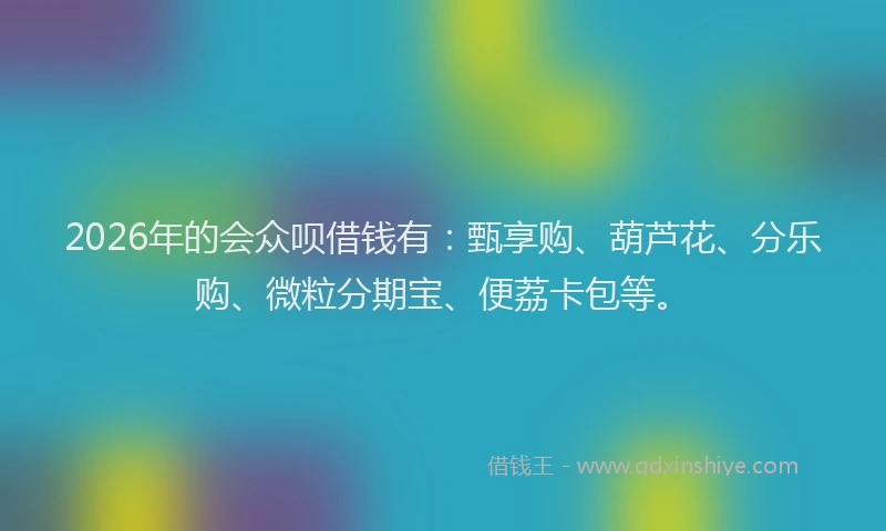 2026年的会众呗借钱有：甄享购、葫芦花、分乐购、微粒分期宝、便荔卡包等。