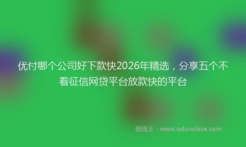 优付哪个公司好下款快2026年精选，分享五个不看征信网贷平台放款快的平台
