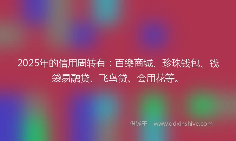 2025年的信用周转有：百樂商城、珍珠钱包、钱袋易融贷、飞鸟贷、会用花等。