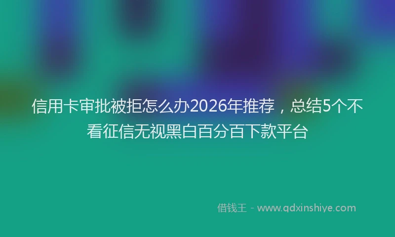 信用卡审批被拒怎么办2026年推荐，总结5个不看征信无视黑白百分百下款平台