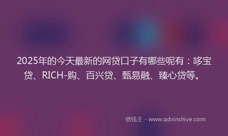 2025年的今天最新的网贷口子有哪些呢有：哆宝贷、RICH-购、百兴贷、甄易融、臻心贷等。