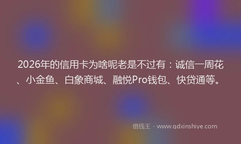 2026年的信用卡为啥呢老是不过有：诚信一周花、小金鱼、白象商城、融悦Pro钱包、快贷通等。