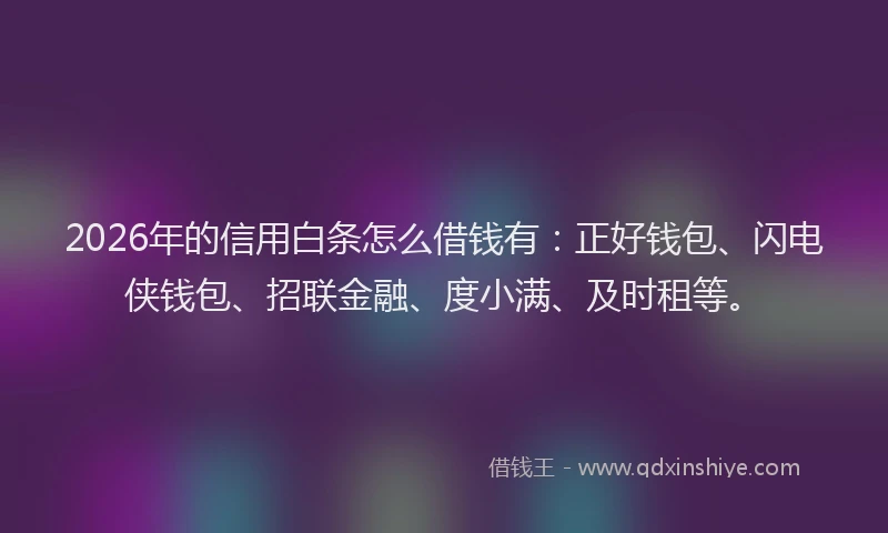 2026年的信用白条怎么借钱有:正好钱包、闪电侠钱包、招联金融、度小满、及时租等。