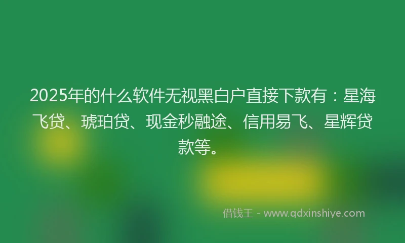 2025年的什么软件无视黑白户直接下款有：星海飞贷、琥珀贷、现金秒融途、信用易飞、星辉贷款等。