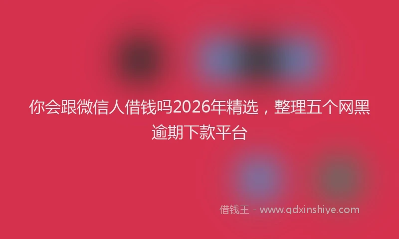 你会跟微信人借钱吗2026年精选，整理五个网黑逾期下款平台