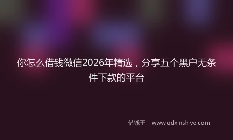 你怎么借钱微信2026年精选，分享五个黑户无条件下款的平台