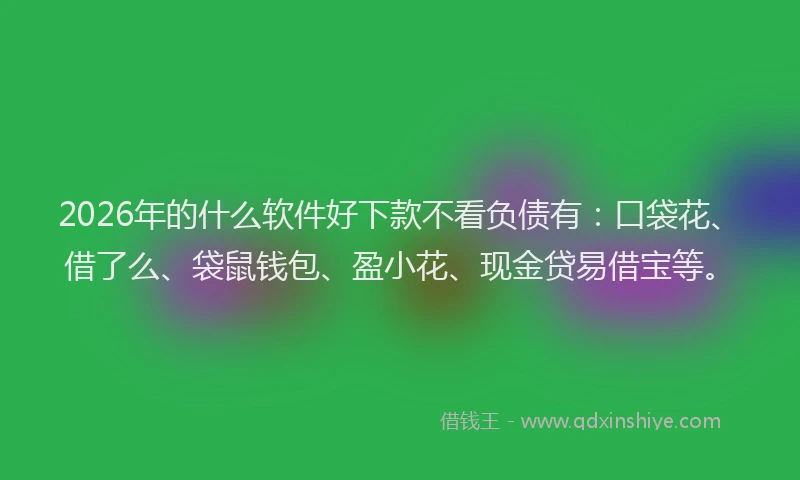 2026年的什么软件好下款不看负债有：口袋花、借了么、袋鼠钱包、盈小花、现金贷易借宝等。