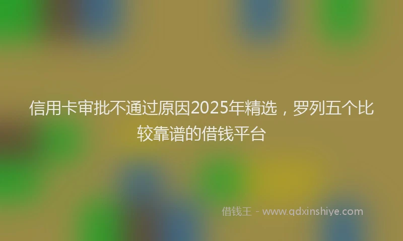 信用卡审批不通过原因2025年精选,罗列五个比较靠谱的借钱平台