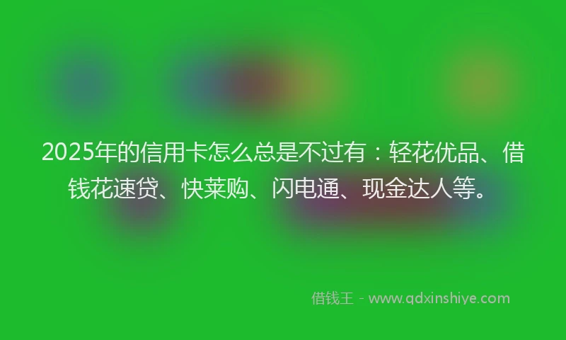 2025年的信用卡怎么总是不过有：轻花优品、借钱花速贷、快莱购、闪电通、现金达人等。