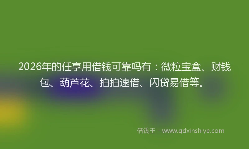 2026年的任享用借钱可靠吗有：微粒宝盒、财钱包、葫芦花、拍拍速借、闪贷易借等。