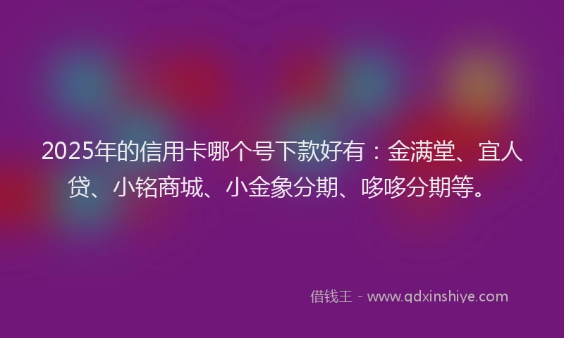 2025年的信用卡哪个号下款好有:金满堂、宜人贷、小铭商城、小金象分期、哆哆分期等。