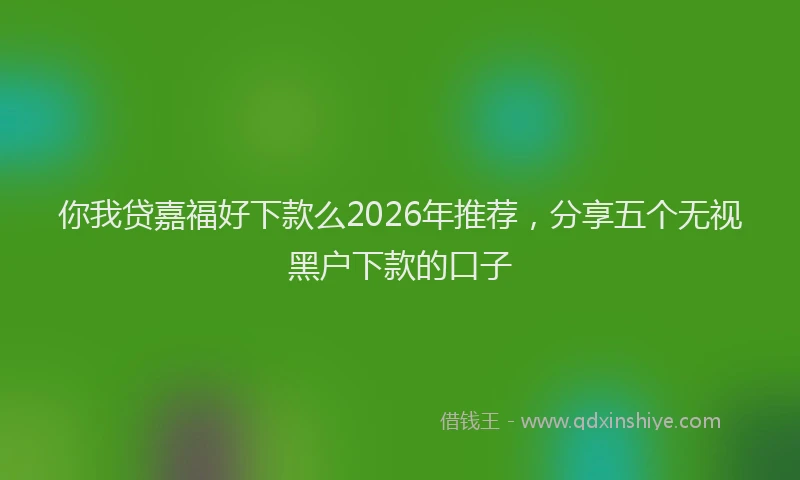 你我贷嘉福好下款么2026年推荐，分享五个无视黑户下款的口子