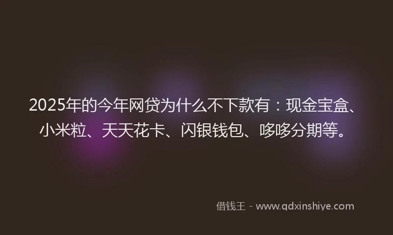2025年的今年网贷为什么不下款有:现金宝盒、小米粒、天天花卡、闪银钱包、哆哆分期等。
