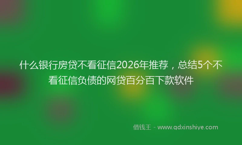 什么银行房贷不看征信2026年推荐，总结5个不看征信负债的网贷百分百下款软件