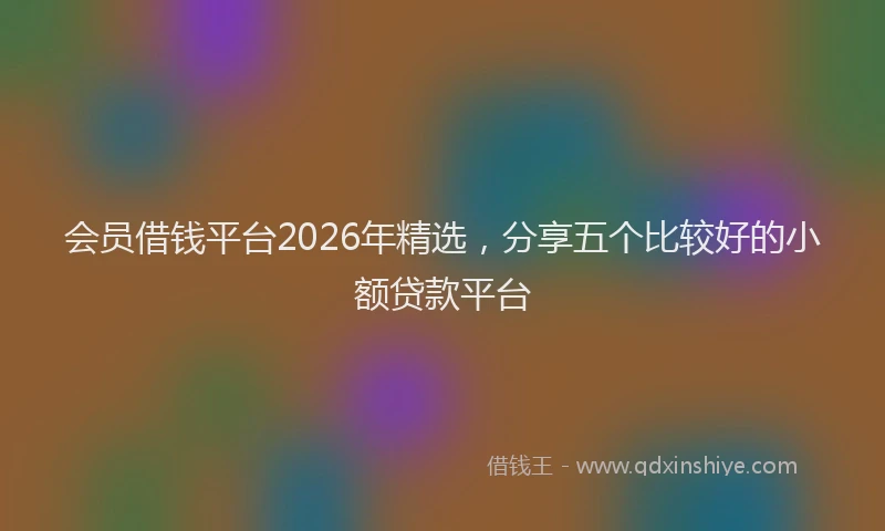 会员借钱平台2026年精选，分享五个比较好的小额贷款平台