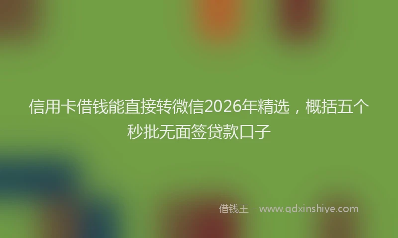 信用卡借钱能直接转微信2026年精选,概括五个秒批无面签贷款口子