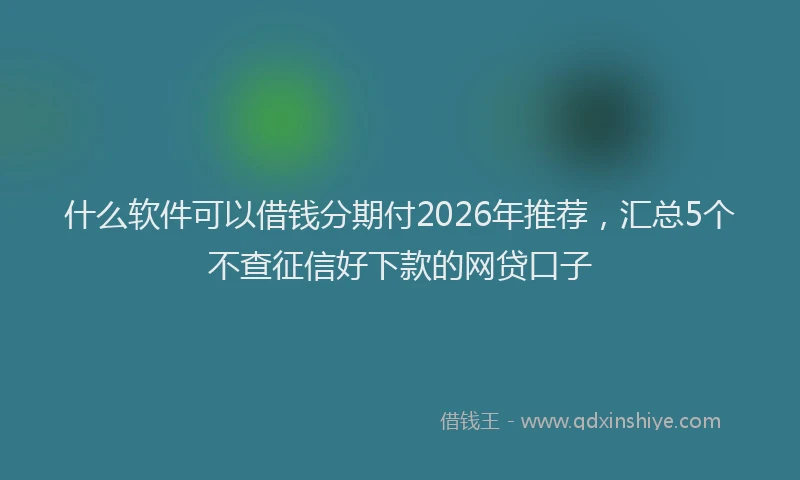 什么软件可以借钱分期付2026年推荐，汇总5个不查征信好下款的网贷口子