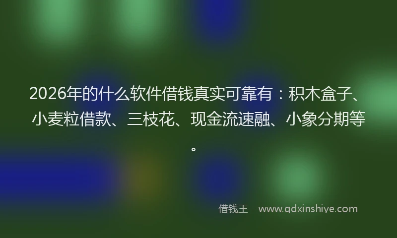 2026年的什么软件借钱真实可靠有：积木盒子、小麦粒借款、三枝花、现金流速融、小象分期等。