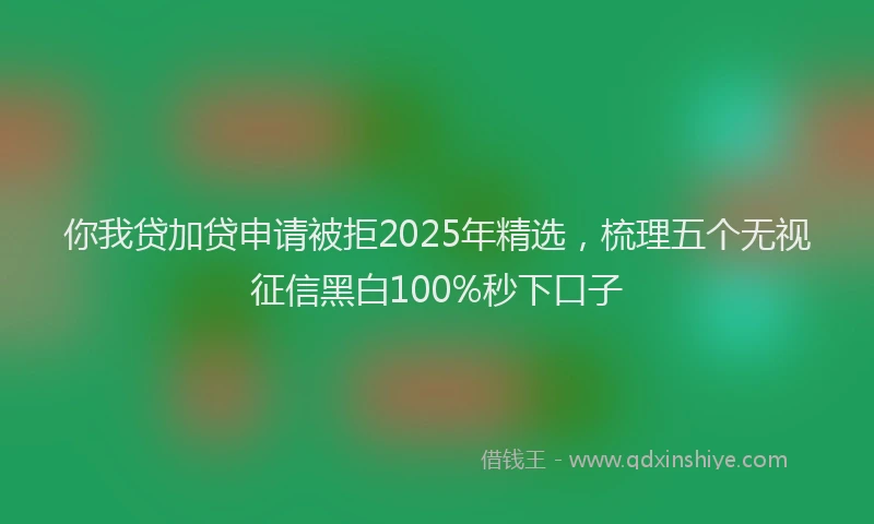 你我贷加贷申请被拒2025年精选,梳理五个无视征信黑白100%秒下口子