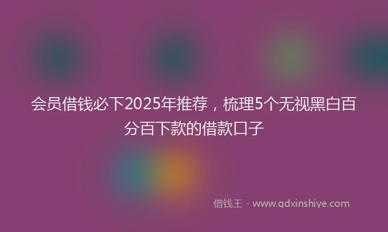 会员借钱必下2025年推荐，梳理5个无视黑白百分百下款的借款口子