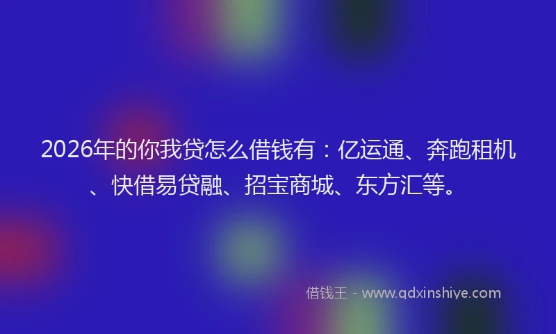 2026年的你我贷怎么借钱有：亿运通、奔跑租机、快借易贷融、招宝商城、东方汇等。