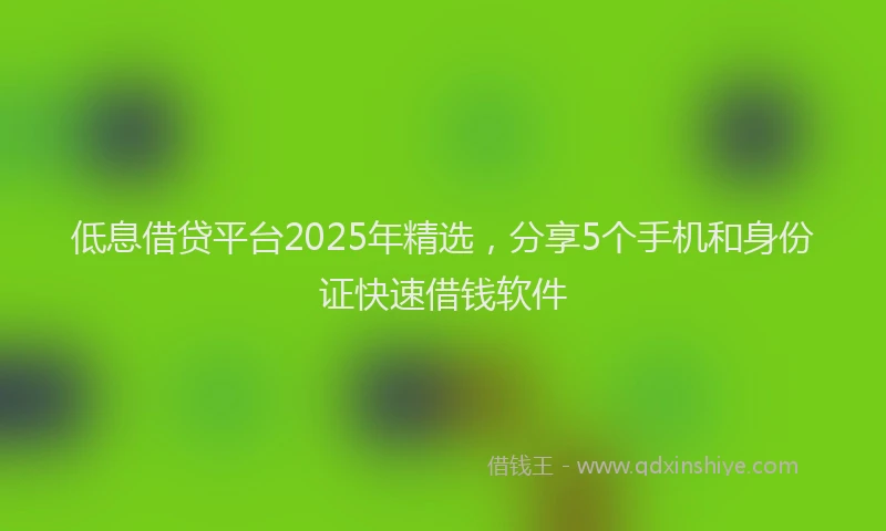 低息借贷平台2025年精选，分享5个手机和身份证快速借钱软件