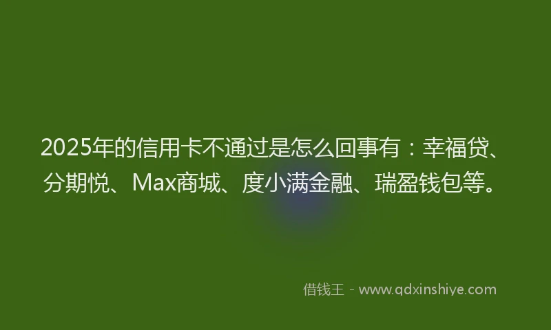 2025年的信用卡不通过是怎么回事有：幸福贷、分期悦、Max商城、度小满金融、瑞盈钱包等。