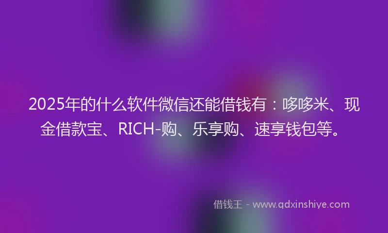 2025年的什么软件微信还能借钱有：哆哆米、现金借款宝、RICH-购、乐享购、速享钱包等。