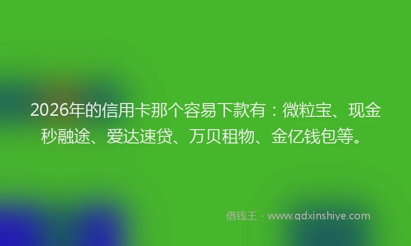 2026年的信用卡那个容易下款有:微粒宝、现金秒融途、爱达速贷、万贝租物、金亿钱包等。