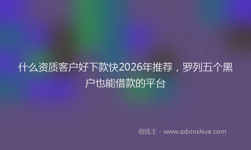 什么资质客户好下款快2026年推荐，罗列五个黑户也能借款的平台