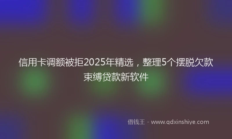 信用卡调额被拒2025年精选，整理5个摆脱欠款束缚贷款新软件