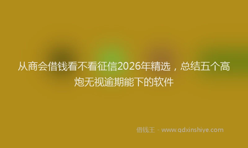 从商会借钱看不看征信2026年精选，总结五个高炮无视逾期能下的软件