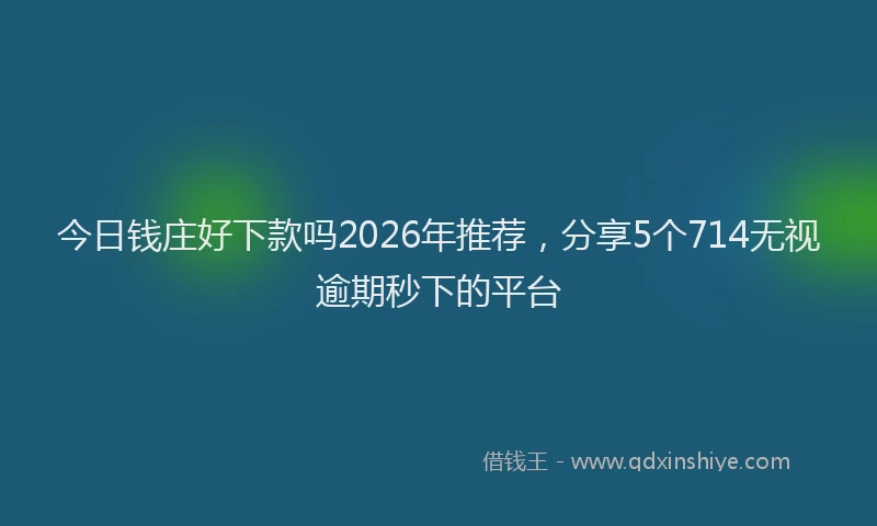 今日钱庄好下款吗2026年推荐,分享5个714无视逾期秒下的平台