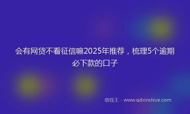 会有网贷不看征信嘛2025年推荐，梳理5个逾期必下款的口子