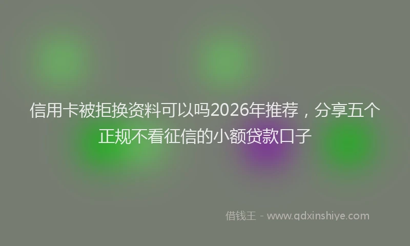 信用卡被拒换资料可以吗2026年推荐,分享五个正规不看征信的小额贷款口子