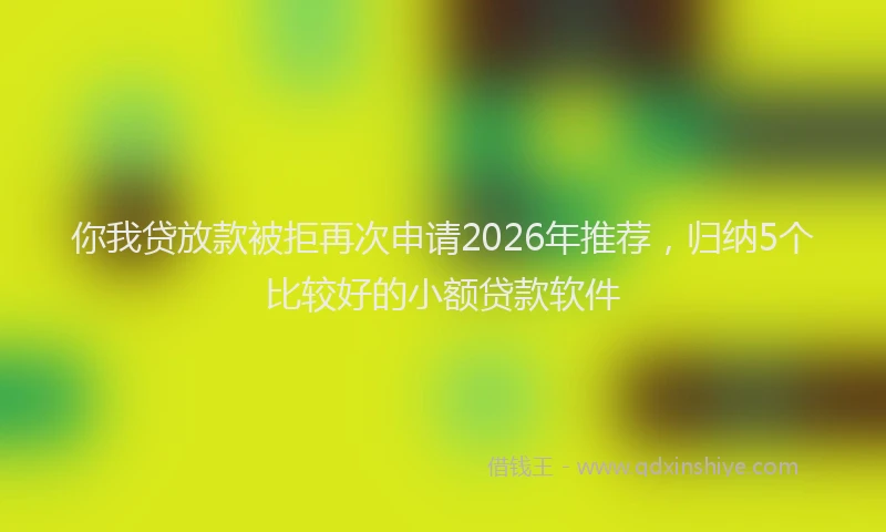 你我贷放款被拒再次申请2026年推荐，归纳5个比较好的小额贷款软件