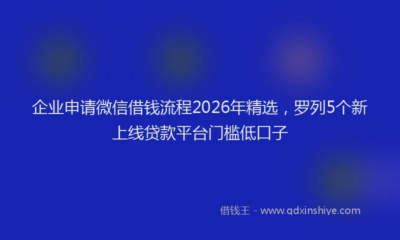 企业申请微信借钱流程2026年精选，罗列5个新上线贷款平台门槛低口子