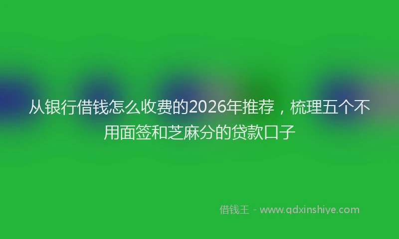 从银行借钱怎么收费的2026年推荐，梳理五个不用面签和芝麻分的贷款口子