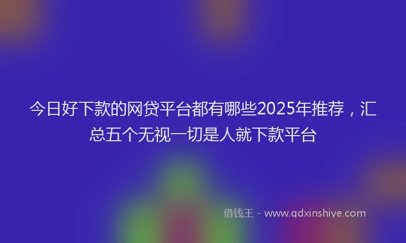 今日好下款的网贷平台都有哪些2025年推荐，汇总五个无视一切是人就下款平台