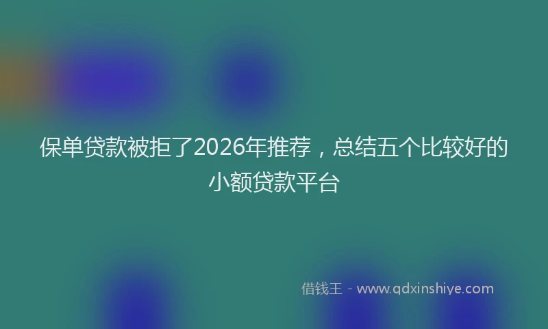 保单贷款被拒了2026年推荐，总结五个比较好的小额贷款平台