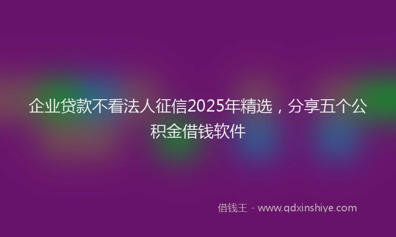 企业贷款不看法人征信2025年精选，分享五个公积金借钱软件