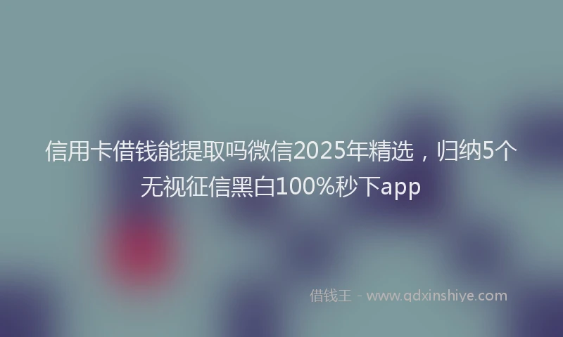 信用卡借钱能提取吗微信2025年精选，归纳5个无视征信黑白100%秒下app