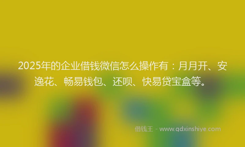 2025年的企业借钱微信怎么操作有：月月开、安逸花、畅易钱包、还呗、快易贷宝盒等。