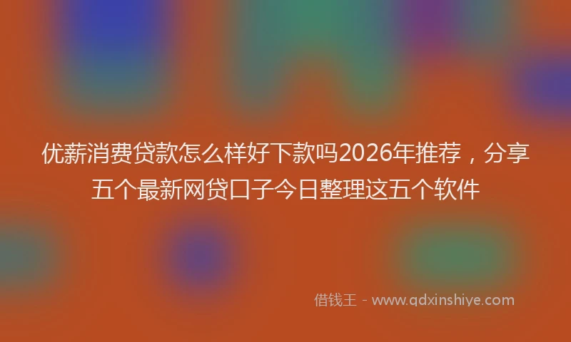 优薪消费贷款怎么样好下款吗2026年推荐，分享五个最新网贷口子今日整理这五个软件