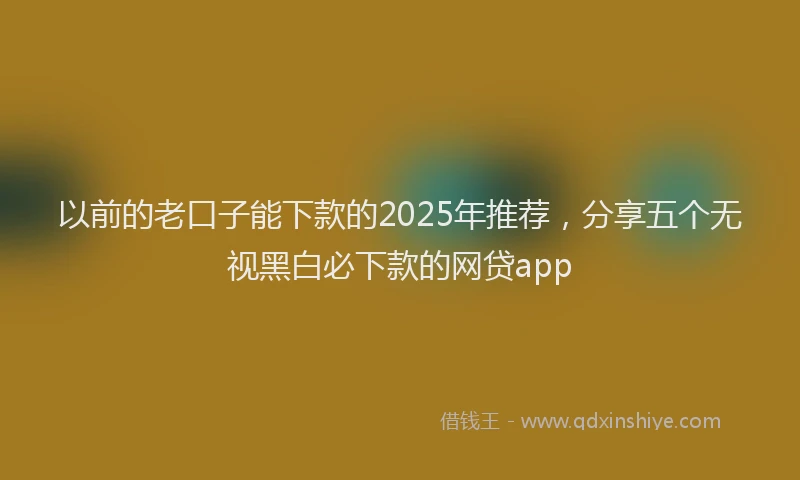 以前的老口子能下款的2025年推荐，分享五个无视黑白必下款的网贷app