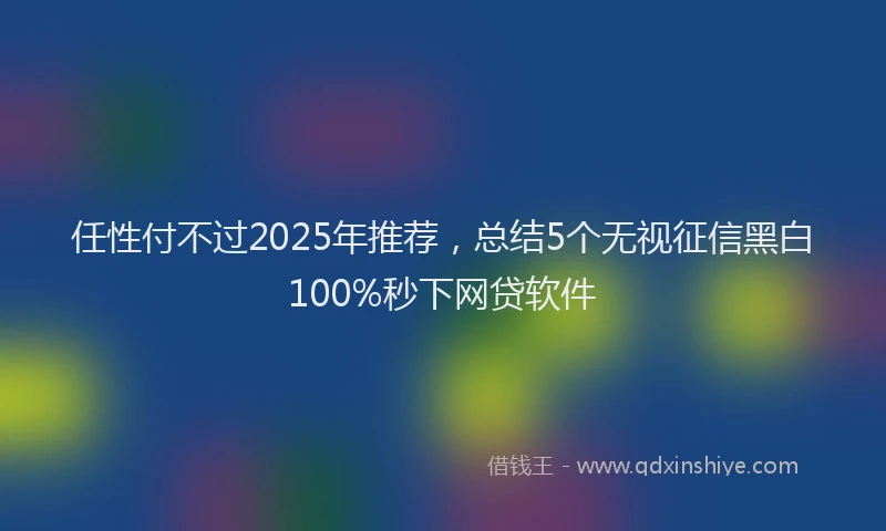 任性付不过2025年推荐，总结5个无视征信黑白100%秒下网贷软件