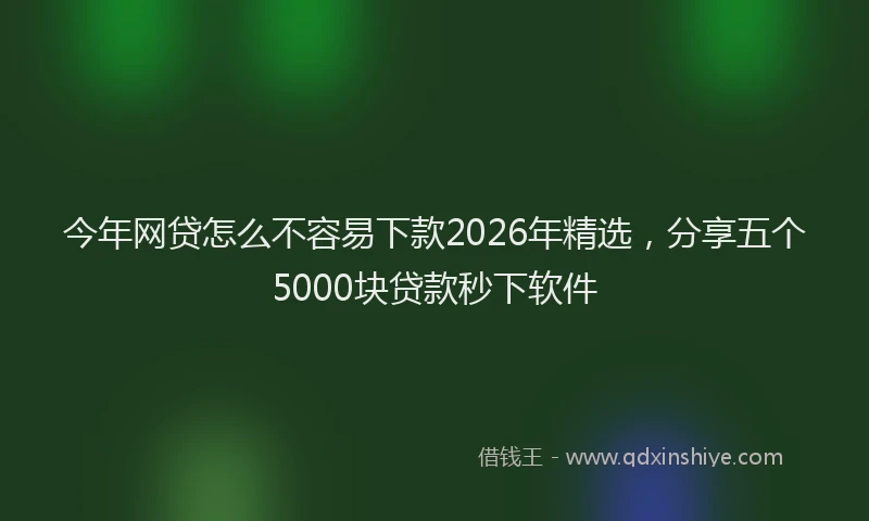 今年网贷怎么不容易下款2026年精选，分享五个5000块贷款秒下软件