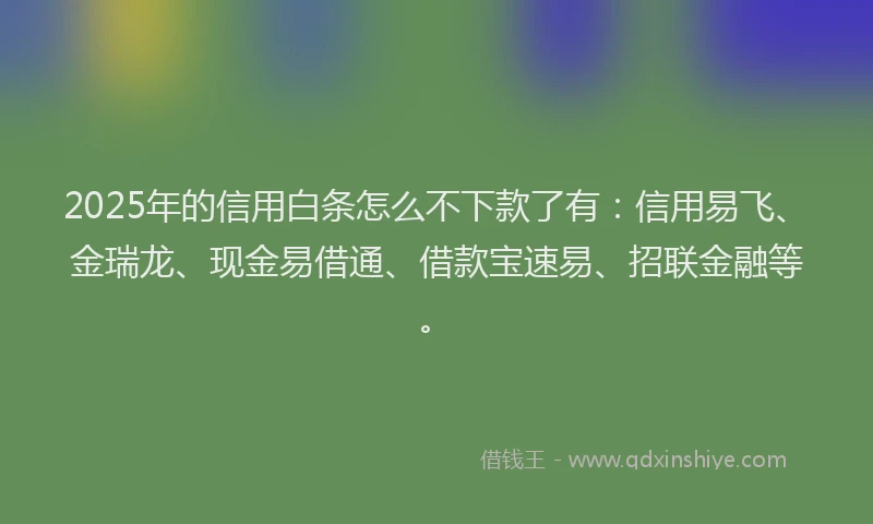 2025年的信用白条怎么不下款了有:信用易飞、金瑞龙、现金易借通、借款宝速易、招联金融等。