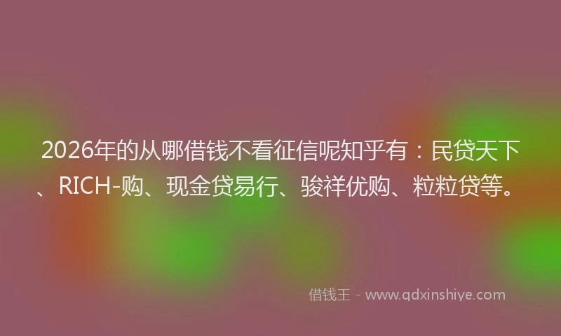 2026年的从哪借钱不看征信呢知乎有：民贷天下、RICH-购、现金贷易行、骏祥优购、粒粒贷等。